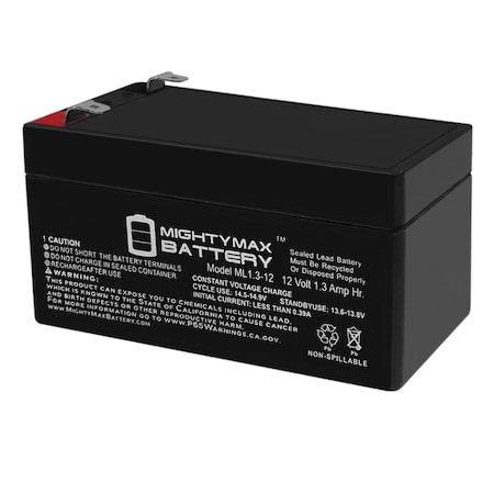 12V 1.3Ah Battery Replacement For PowerTron ES126 + 12V 1Amp Charger